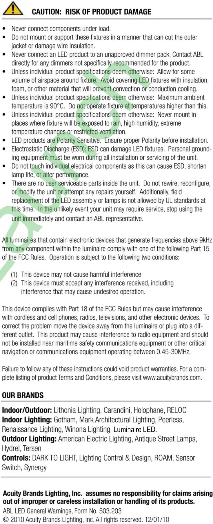 Acuity Brands BHL TUWH Tunable White - Read & Follow Instruction 2
