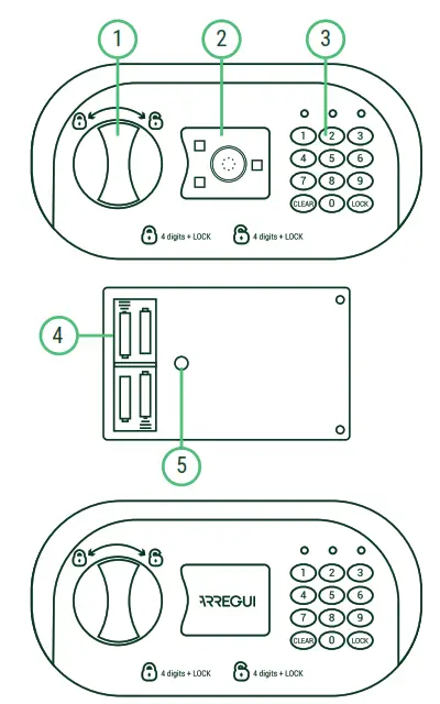 ARREGUI ECO RESORT Electronic Safe with Knob - PRODUCT FEATURES