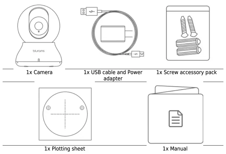 blurams Dome Lite II A31 1080p Security Camera - Packing List