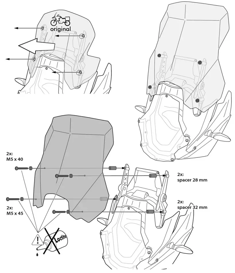 TOURATECH 01 371 6220 0 Adventure Touring Windscreen - Mounting