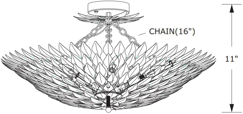 CRYSTORAMA 517 MT Broche 6 Light White Chandelier - SEMI FLUSH