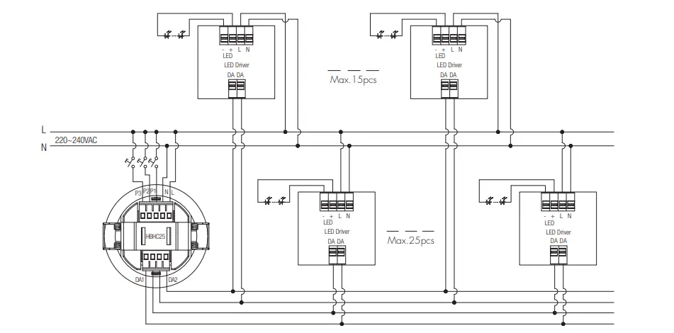 Hytronik HBHC25 PIR Standalone Motion Sensor with Bluetooth 5.0 SIG Mesh - Diagram