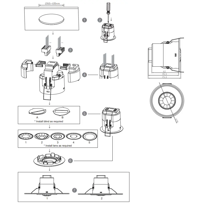 Hytronik HBHC25 PIR Standalone Motion Sensor with Bluetooth 5.0 SIG Mesh - Dimension