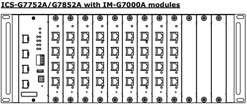 MOXA ICS G7748A Industrial Rackmount Switch - Front View 1