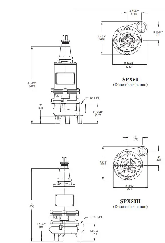 PENTAIR SPX50 SPX Series Explosion Proof Effluent Pumps-FIG5