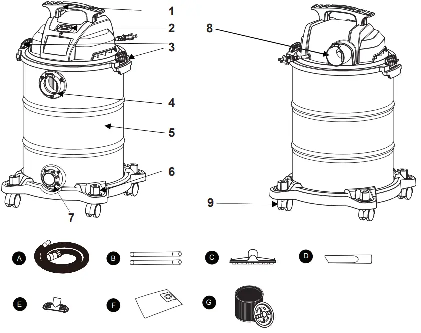STANLEY SL18117 Wet or Dry Shop Vacuum Cleaner - PACKAGE CONTENTS