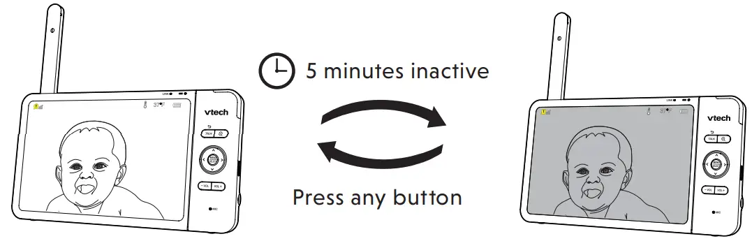 VTech VM919HD Full Colour Pan and Tilt HD Video Monitor - Dim mode