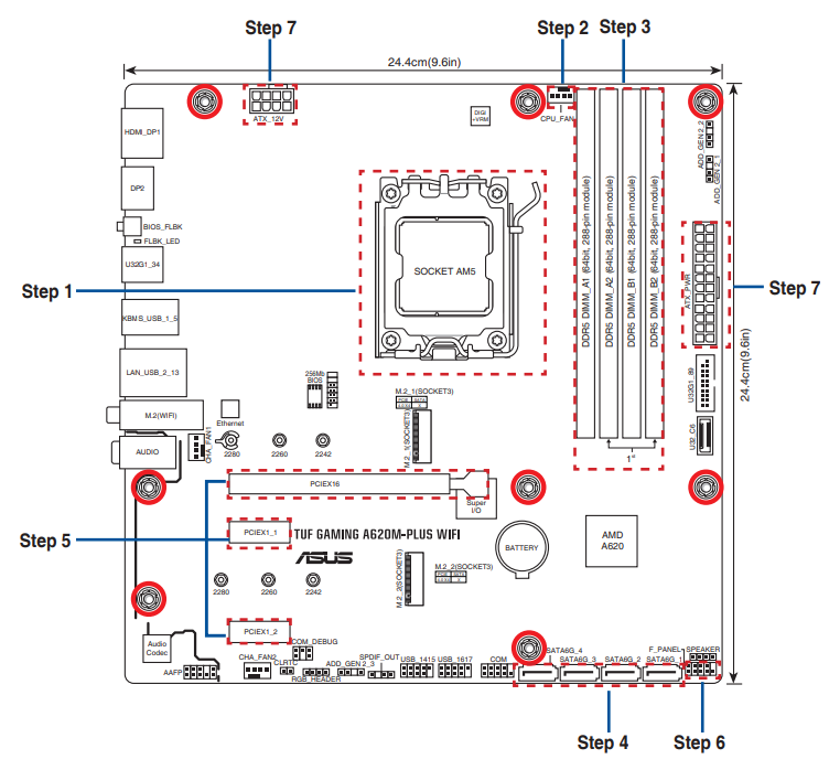 ASUS TUF Gaming A620M-Plus WIFI Motherboard - overview