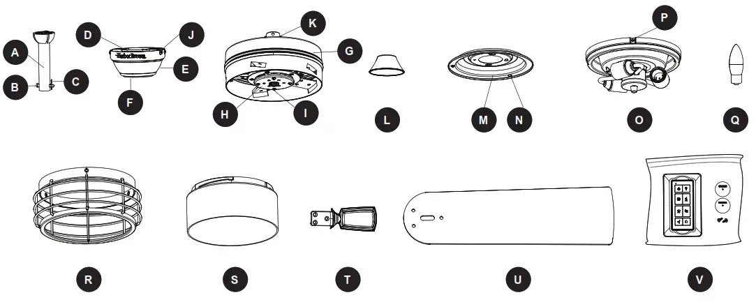 Harbor Breeze 42866 Lindholme Ceiling Fan - PACKAGE CONTENTS