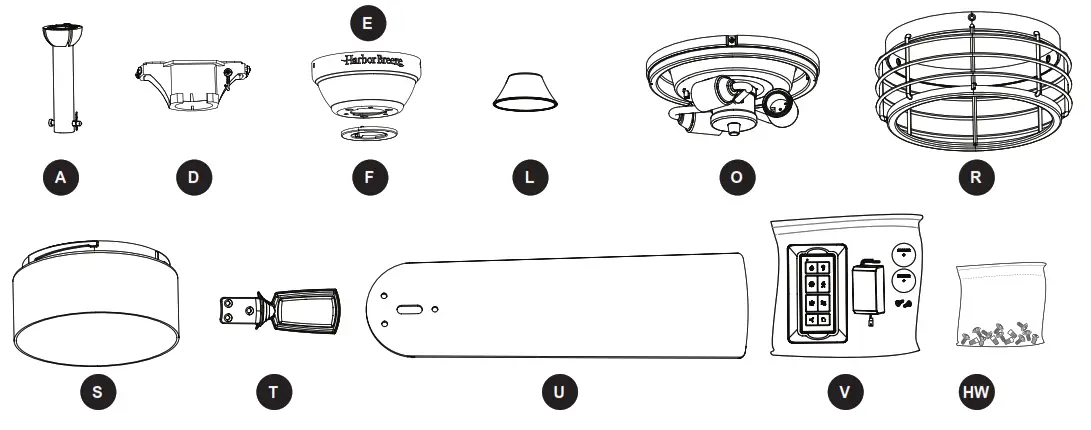 Harbor Breeze 42866 Lindholme Ceiling Fan - PACKAGE CONTENTS1