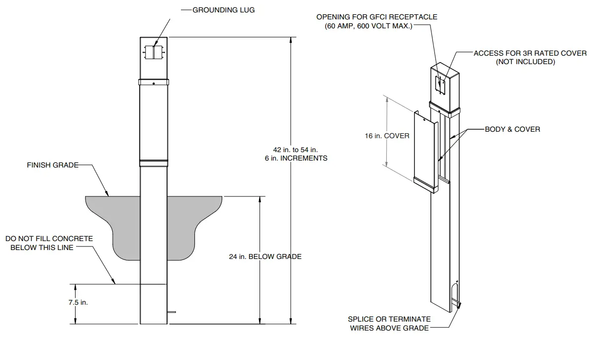 LEVITON 2PH18 Surface Mount and Direct Bury Pedestal - Features