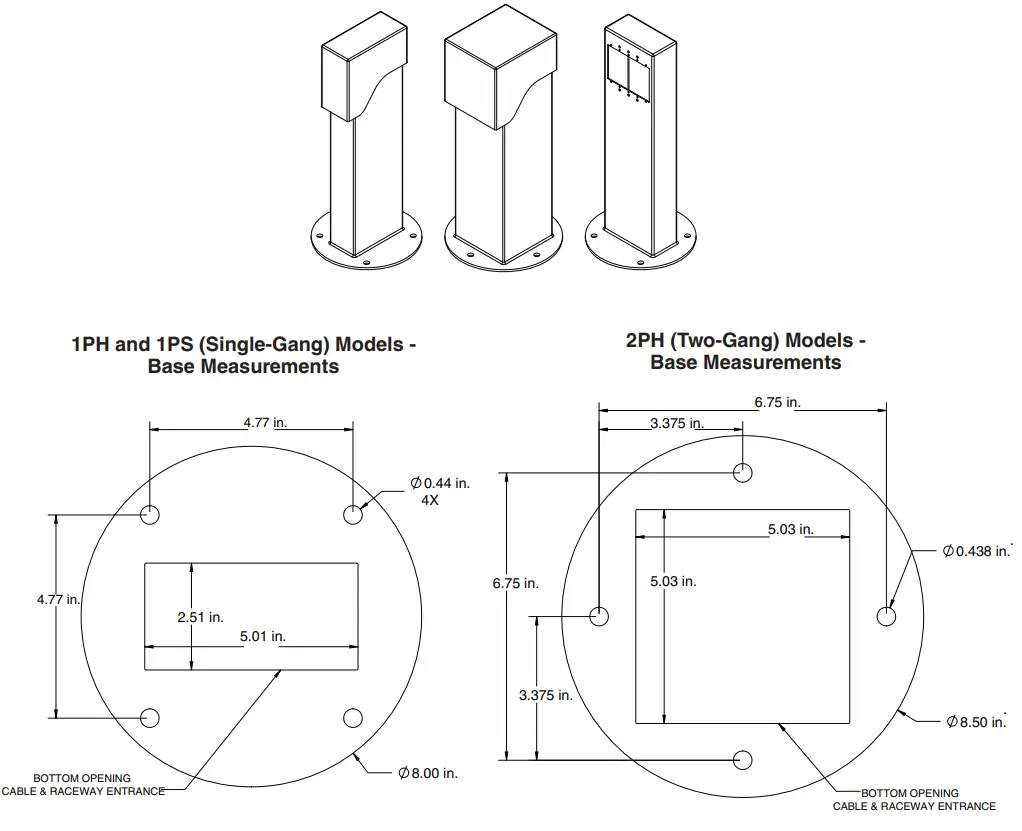 LEVITON 2PH18 Surface Mount and Direct Bury Pedestal - mount