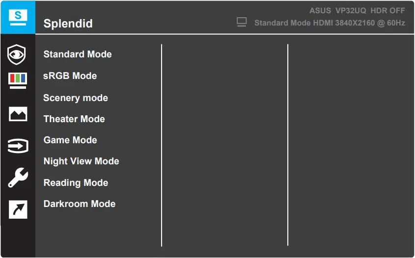 ASUS VP32U - OSD Menu 1