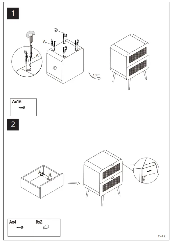 ModernLuxe WF297943AAM 15 Inch Wooden Nightstand - fig