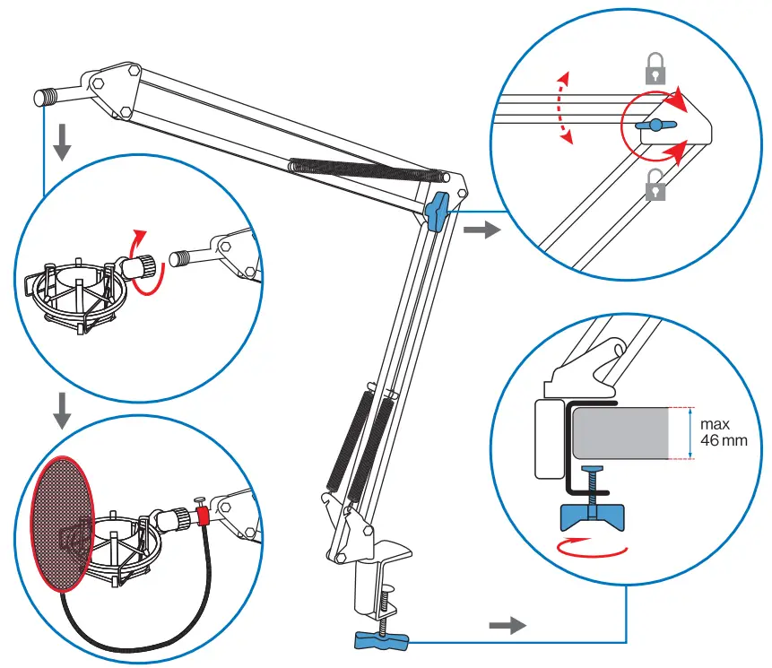 ENDORFY EY1B005 Solum Streaming Onyx White USB Microphone - mounting