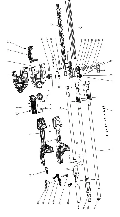ATLAS 59311 20 Inch Cordless Pole Hedge Trimmer - assembly Diagram1