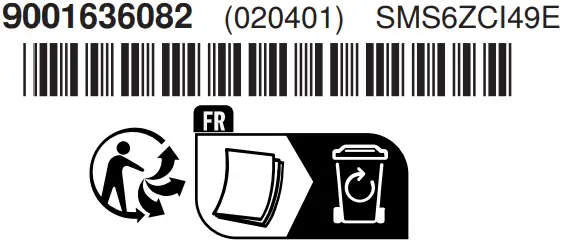 BOSCH SMS6ZCI49E Free Standing Dishwasher - ber code