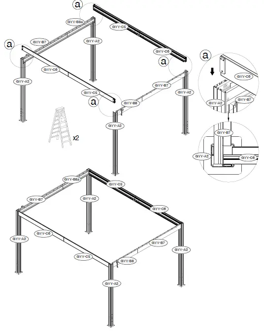 SANTA 400S300 Freestanding Louvered Pergola 24