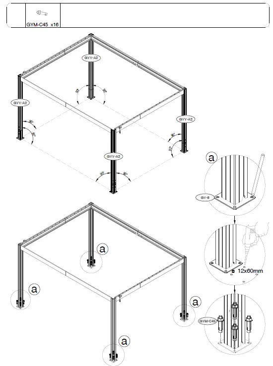 SANTA 400S300 Freestanding Louvered Pergola 25
