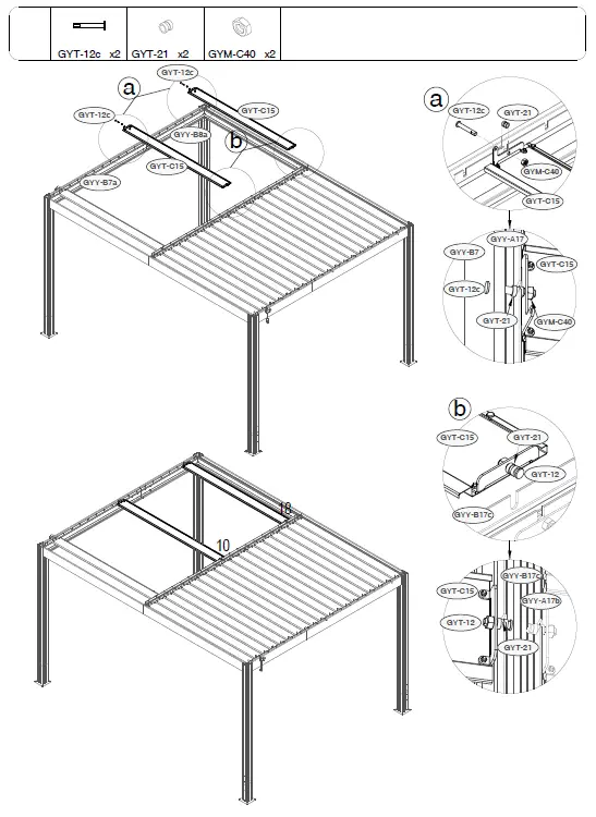 SANTA 400S300 Freestanding Louvered Pergola 36