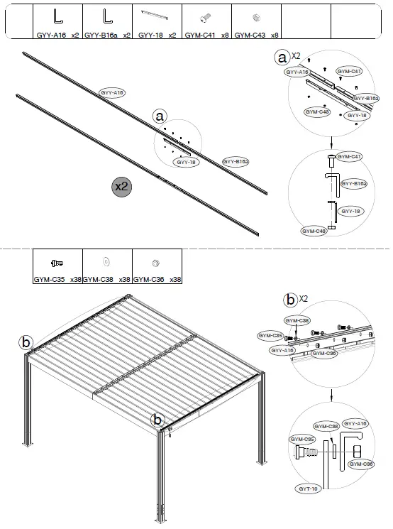 SANTA 400S300 Freestanding Louvered Pergola 39