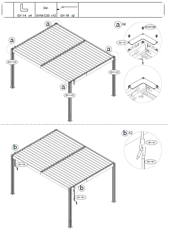 SANTA 400S300 Freestanding Louvered Pergola 40
