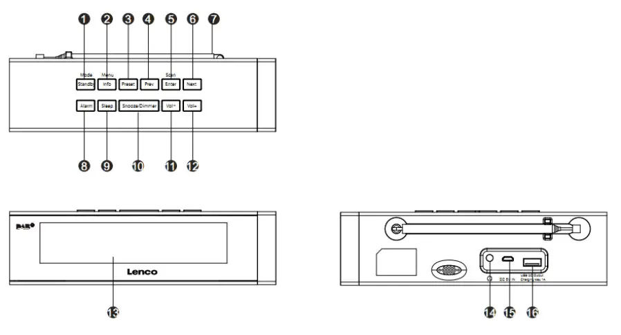 Lenco CR 630 DAB FM Stereo Clock Radio - Product Overview