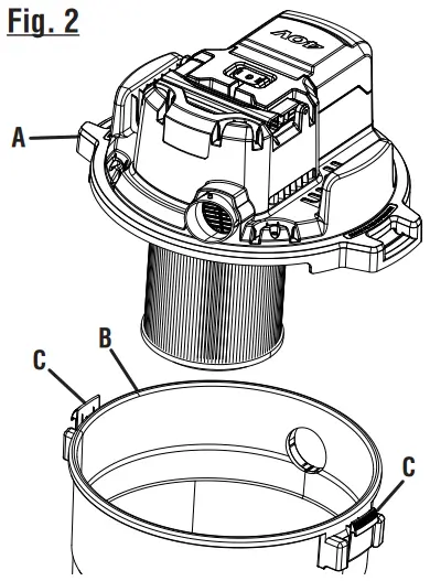 RYOBI RY40WD01 Cordless Wet and Dry Vacuum Cleaner - Fig 2