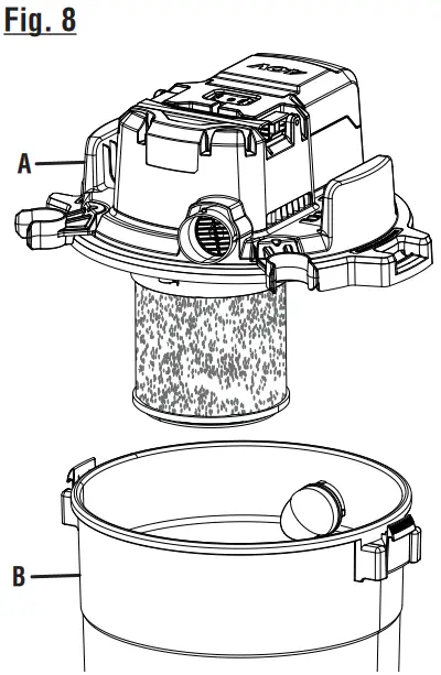 RYOBI RY40WD01 Cordless Wet and Dry Vacuum Cleaner - Fig 8