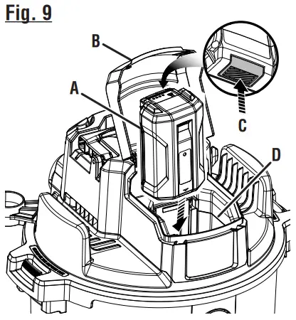RYOBI RY40WD01 Cordless Wet and Dry Vacuum Cleaner - Fig 9