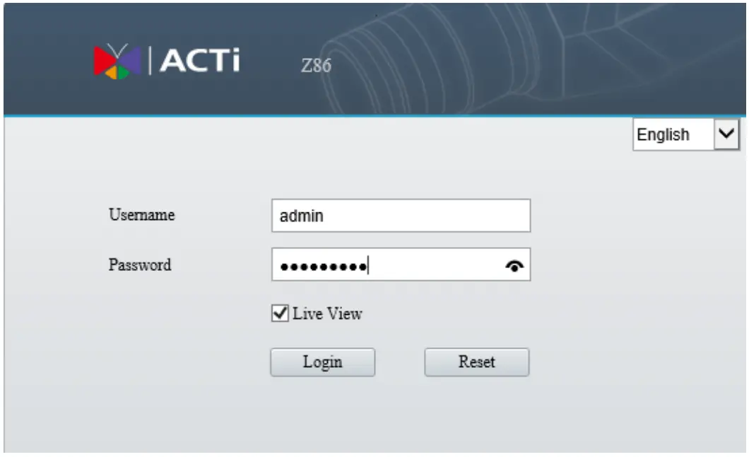 ACTi Z85 Outdoor Zoom Dome - setup Account