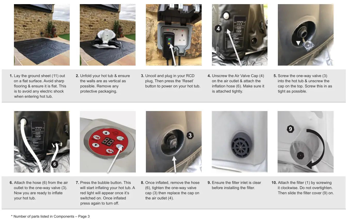 FUFU GAGA KF210142-02 Inflatable Hot Tub - STEPS 1 – 10