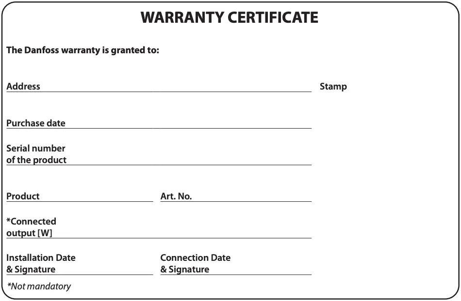 Warranty Certificate