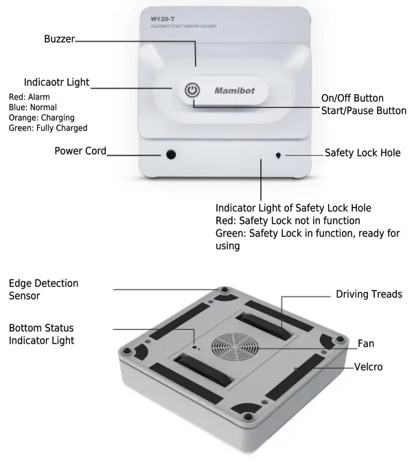 Mamibot W120-T Window Cleaning Robot - Product Diagram