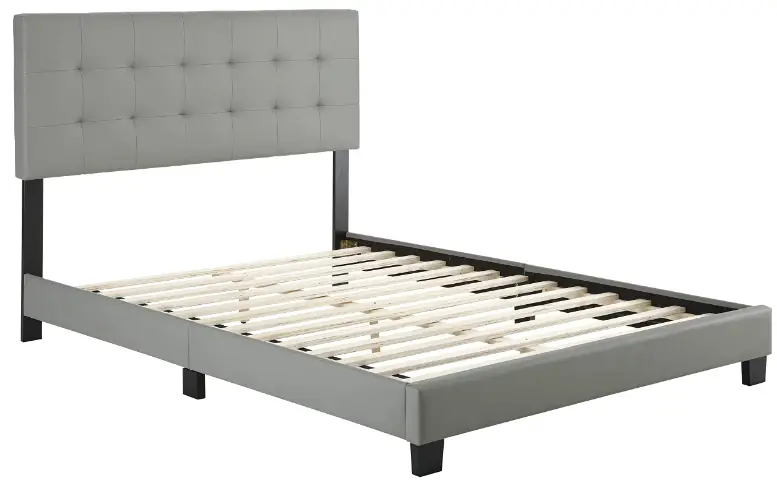 Qualler-WF292444-Gray-Upholstered-Frame-King-Size-Platform-Bed-PRODUCT