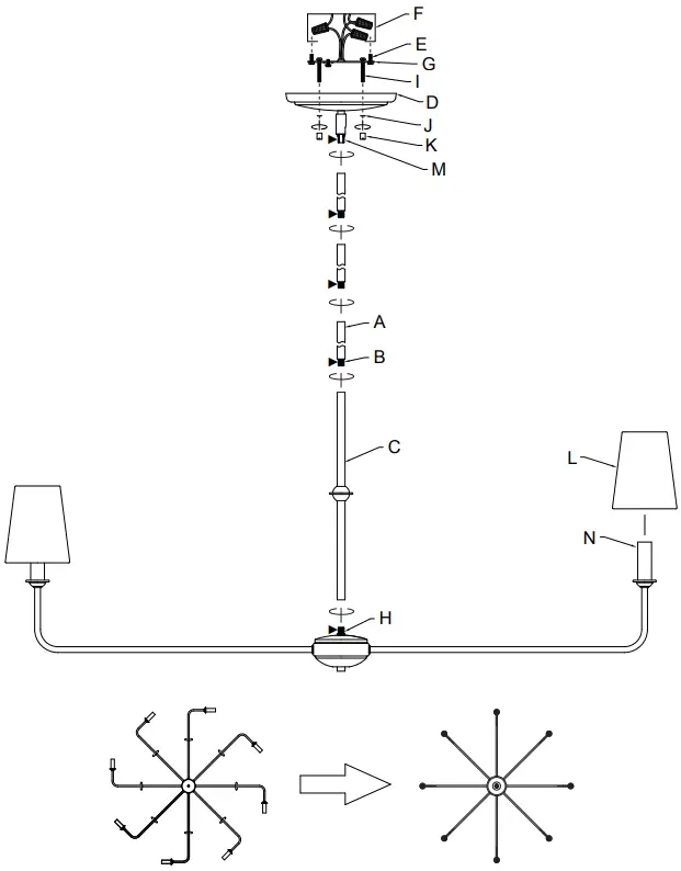 KICHLER 52517PN Pallas 8 Light Polished Nickel Traditional Dining Room Chandelier - DIAGRAM