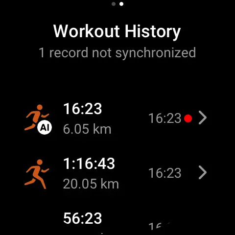 Workout history