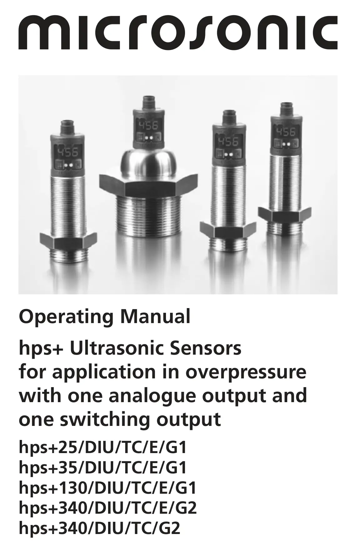 microsonic hps Plus Series Ultrasonic Level Sensors User Manual