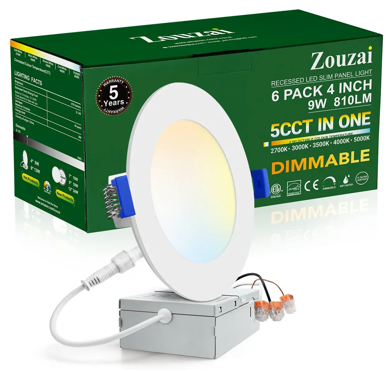 zouzai ‎LBT-SRPL-09C Ultra Thin LED Recessed Light