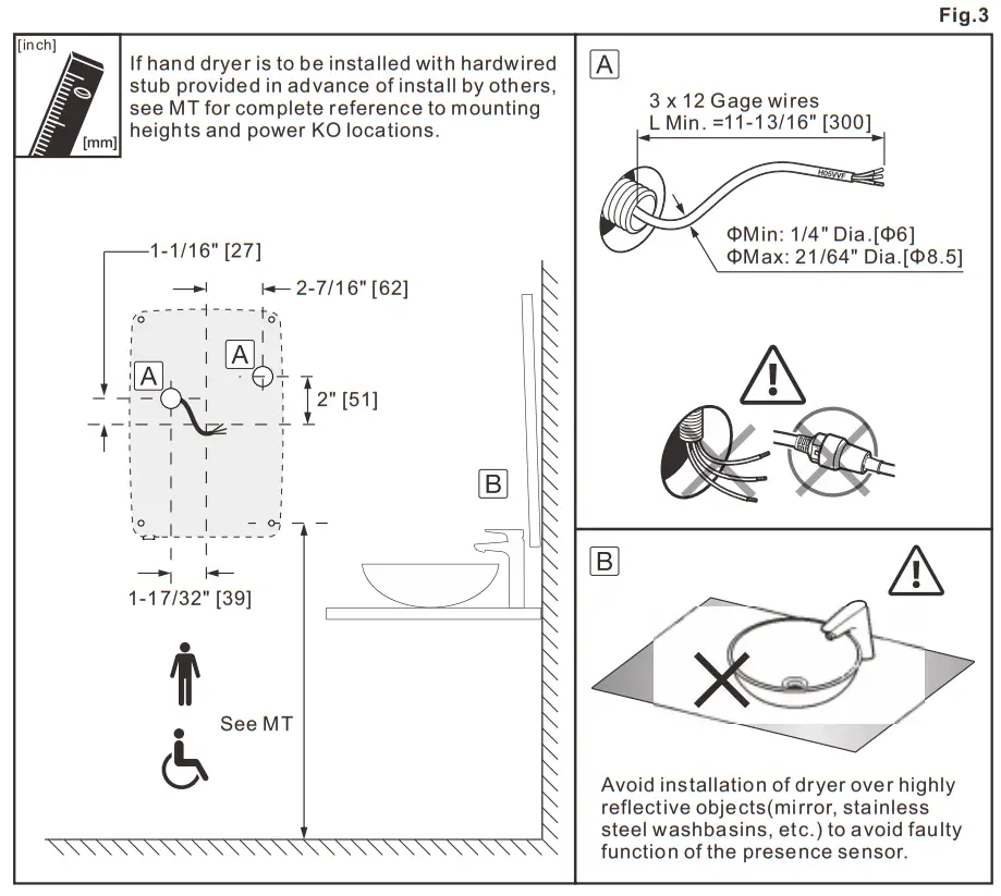 ASi 0192-1-93 TURBO Swift ADA Compliant Hand Dryer - INSTALLATION