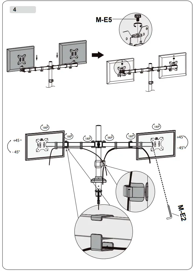 Barkan M142T Full Motion Dual Flat Curved Monitor Desk Mount - Figer 3