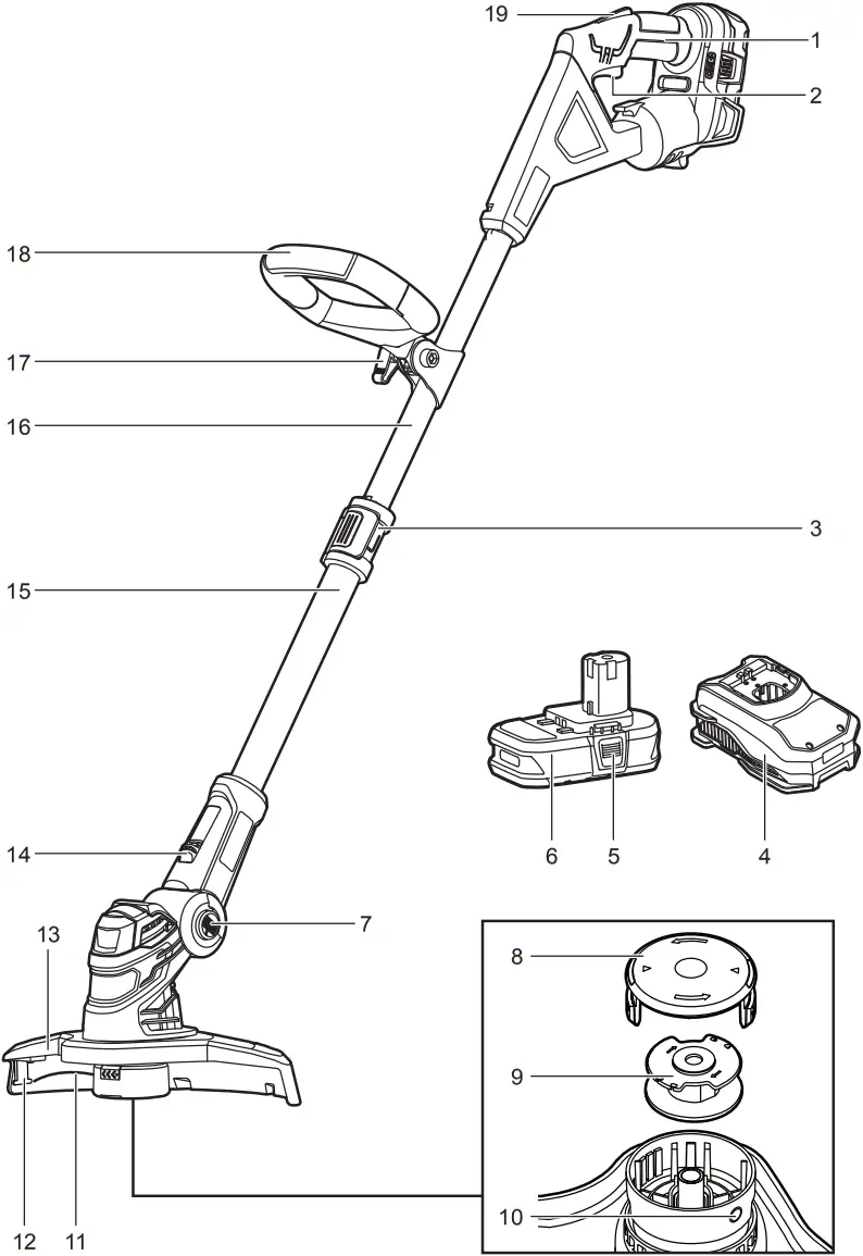 RYOBI RLT1831H25F18V Trimmer Cutting - b1