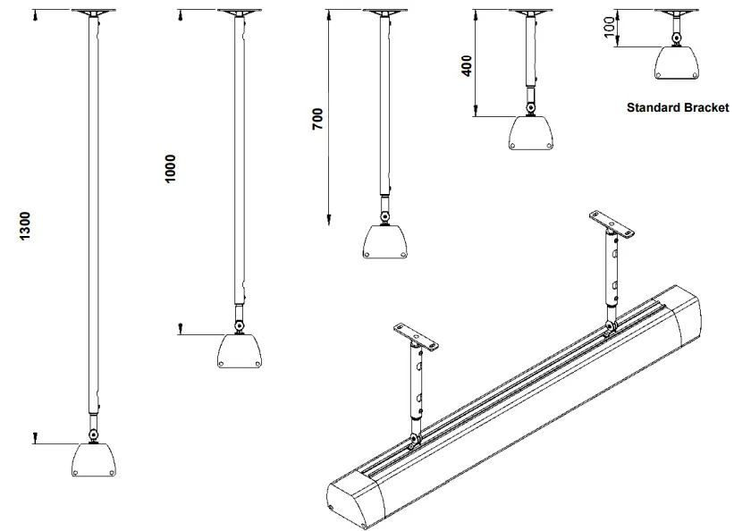 HEATSTRIP THY2200 High Intensity Electric Radiant Infrared Overheat Heater - Mount Bracket