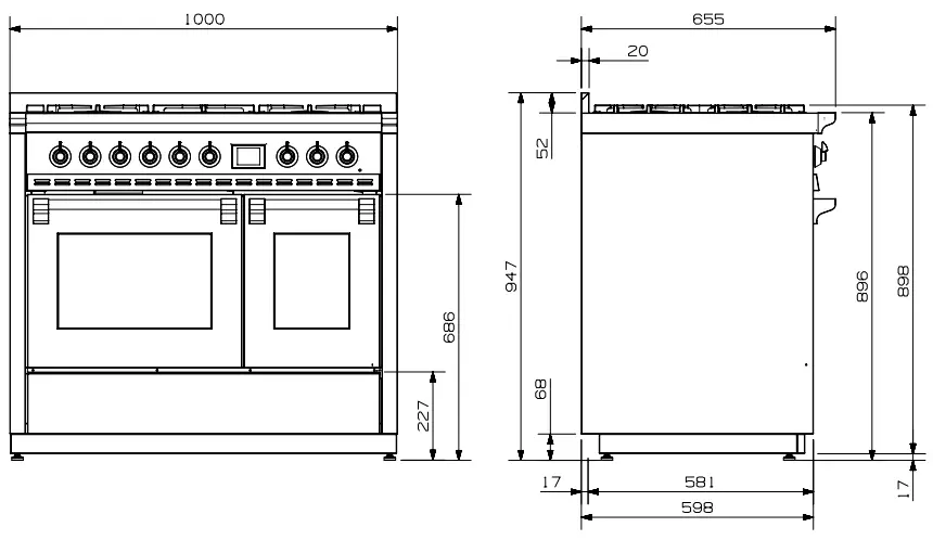 Steel AQ10SF 6W NA C Ascot 100cm Nuvola with Chrome Trim Dual Fuel Freestanding Cooker - KEY FEATURES