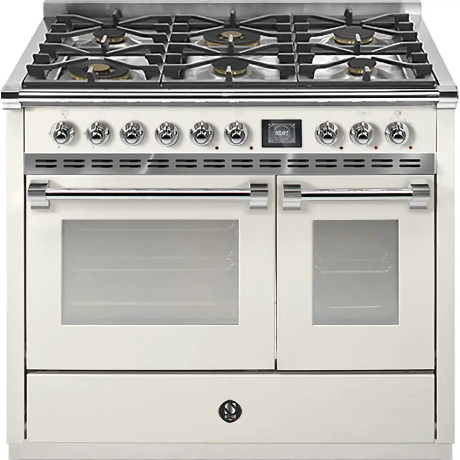 Steel AQ10SF 6W NA C Ascot 100cm Nuvola with Chrome Trim Dual Fuel Freestanding Cooker