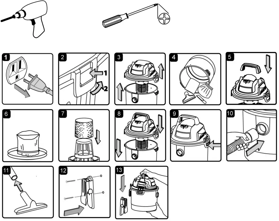 ARMORALL VOM205P 0901 Portable Wall Mountable Vacuum Cleaner - ASSEMBLY
