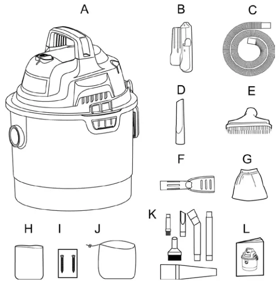 ARMORALL VOM205P 0901 Portable Wall Mountable Vacuum Cleaner - Parts List