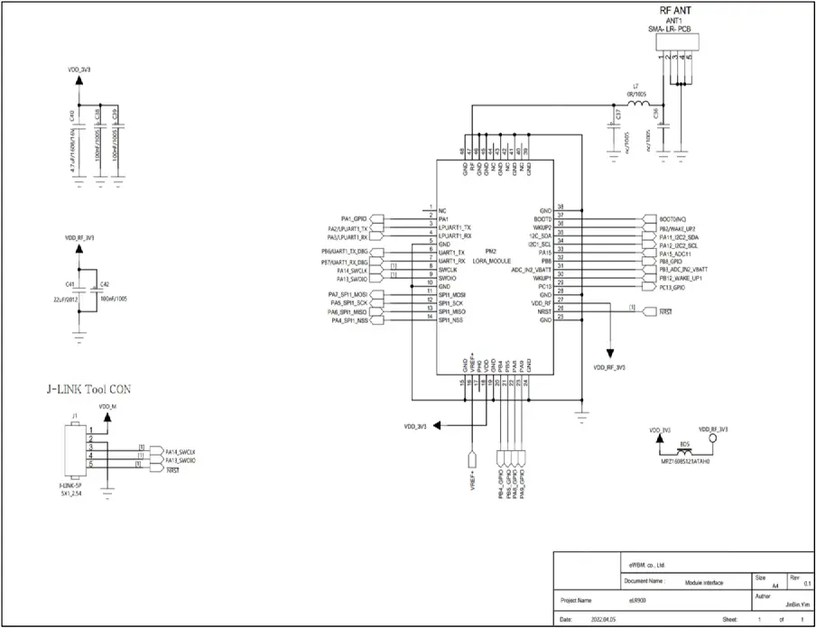 eWBM eLR 900H OEM Integrator LoRa Module - Application Circuit