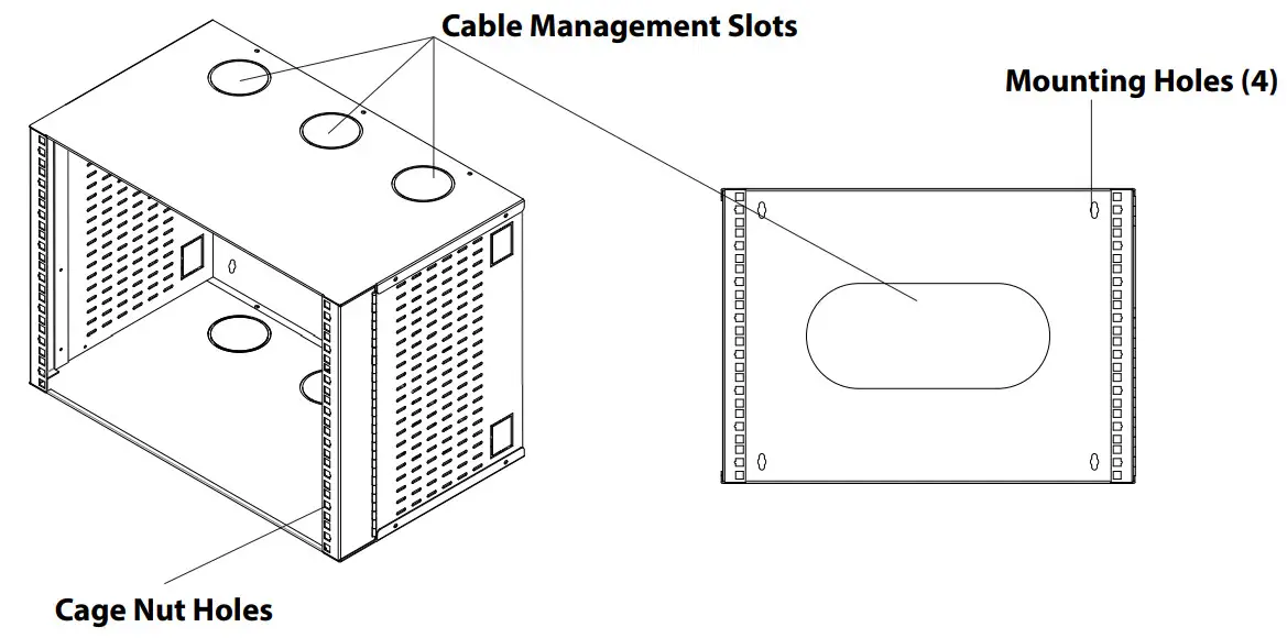 rocstor Y10E026-B1 SolidRack 6U Wall Mount Network Rack - Cable Management Slots
