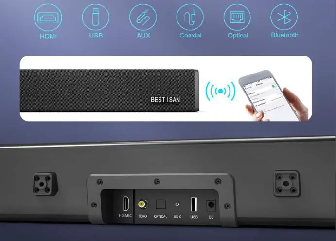 BESTISAN S7020HP Wired and Wireless Stereo Speakers Soundbar-fig-2